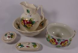 Victorian five piece wash bowl and jug set Condition Report <a href='//www.