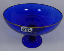 Large Bristol blue and gilded pedestal bowl Condition Report <a href='//www.