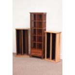 Chinese style pine CD stand with drawer and two other CD stands Condition Report