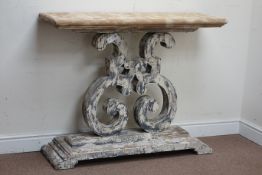 Classical design painted wood console table, W106cm, D36cm,