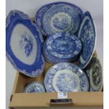 19th Century blue and white small dish,
