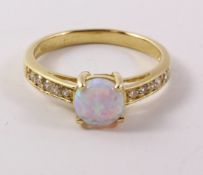 Opal silver-gilt dress ring stamped 925 Condition Report <a href='//www.