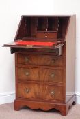 Reproduction mahogany fall front bureau, four drawers, W55cm, H99cm,