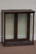 19th century walnut framed glazed shop display cabinet, two glazed doors, W62cm, H66cm,