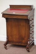 Late Victorian inlaid walnut Davenport, on turned supports,W53cm, D44cm,