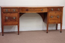 George III mahogany and figured mahogany break bow front sideboard, W205cm, H90cm,