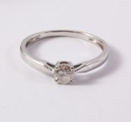 Diamond solitaire white gold ring hallmarked 9ct Condition Report <a