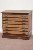 20th century and later oak six drawer plan chest, W85cm, H78cm,