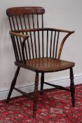 19th century elm and beech low comb stick back Windsor chair Condition Report