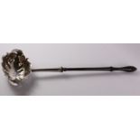 George II silver toddy ladle with turned lignum vitae handle maker's mark I*W unidentified