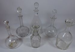 19th/ early 20th Century cut glass decanter and five other decanters Condition Report