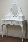 French style white painted dressing table with mirror,