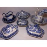 Large 19th/ early 20th Century blue and white tureen, Cauldon wash bowl and jug,