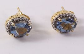 Pair of synthetic alexandrite and diamond stud ear-rings stamped 925 Condition Report