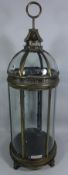 Circular bronze finish glass lantern with dome top, D28cm,