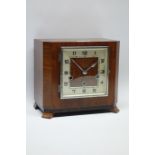 Art Deco period walnut cased mantel clock with Westminster chime CLOCKS & BAROMETERS - as we are