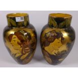 Pair of large T. Forester and Sons Ltd Art Nouveau 'Rembrandt' vases H32.