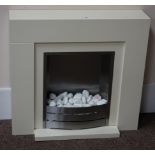 Electric fire in cream surround, W78cm,