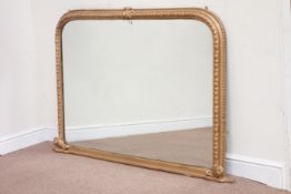 19th century gilt wood and gesso moulded framed overmantle mirror,