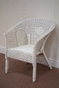 White painted wicker chair,