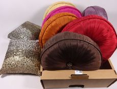 Set of six round diamante cushions and three pairs of sequin cushions Condition Report