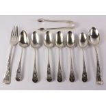 Set of six Georgian silver teaspoons by Peter and Ann Bateman London 1795,