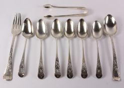 Set of six Georgian silver teaspoons by Peter and Ann Bateman London 1795,