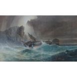 Shipwreck, watercolour signed by Charles Edward Brittan Snr.