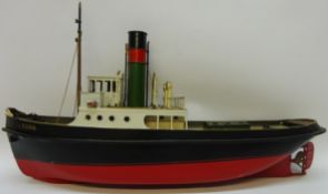 Scale model of the Hull vessel Zena, detailed with deck cover, lifeboats and propshaft,