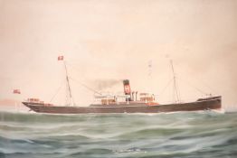 Ship's Portrait of the Scarborough Steamer S.S Staintondale, gouache unsigned dated 1902, 47.