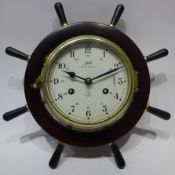 Schatz Royal Mariner brass ship's type clock, Roman/Arabic dial with strike/silent lever,