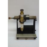 20th century cast metal and brass Phillip Harris, Birmingham travelling microscope,