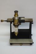 20th century cast metal and brass Phillip Harris, Birmingham travelling microscope,