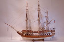 Wooden scale model of the 18th century American Frigate Bon Homme Richard,