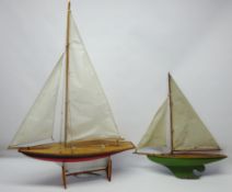 Ailsa model Pond Yacht, rigged with hollow hull and weighted keel,