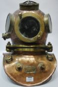 19th century Franz Clouth three bolt copper and brass diving helmet,