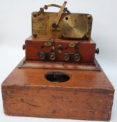 Early 20th century Wheatstone mahogany & brass Telegraph Receiver stamped GPO with two drawers,