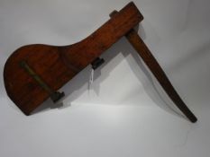 Small mahogany ship's rudder with brass fittings & oak tiller,