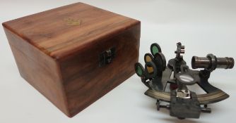 Kelvin & Hughes Sextant with wooden handle in wooden case,
