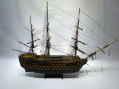 Scale model of Nelson's Flagship Victory, well detailed and rigged on stand,