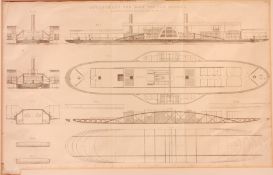 'Government Tug Boat for the Ganges', ship's plan 19th century engraving pub.