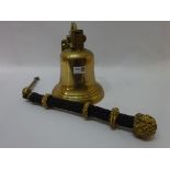 Bronze ship's bell with twisted painted rope pull,