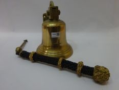 Bronze ship's bell with twisted painted rope pull,