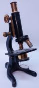 W Watson & Sons Kima monocular microscope, black lacquer with brass fittings,