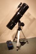 Helios Sky-Watcher 200mm reflector telescope with EQ4 mount and additional lenses on adjustable