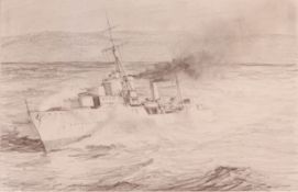 British Naval Frigate at Sea,