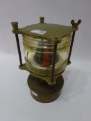 Brass ship's lamp engraved 'Mast top light Sigurd Jarl Destroyed by Fire River Humber 1989' H29cm