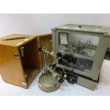 20th century Prior electric Microscope in case & a Stanton Industries MC50 balance scale, H47cm,