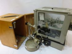 20th century Prior electric Microscope in case & a Stanton Industries MC50 balance scale, H47cm,