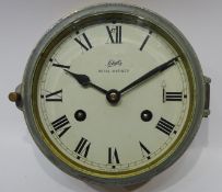 Schatz Royal Mariner ship's brass bulk head clock with alloy bezel,